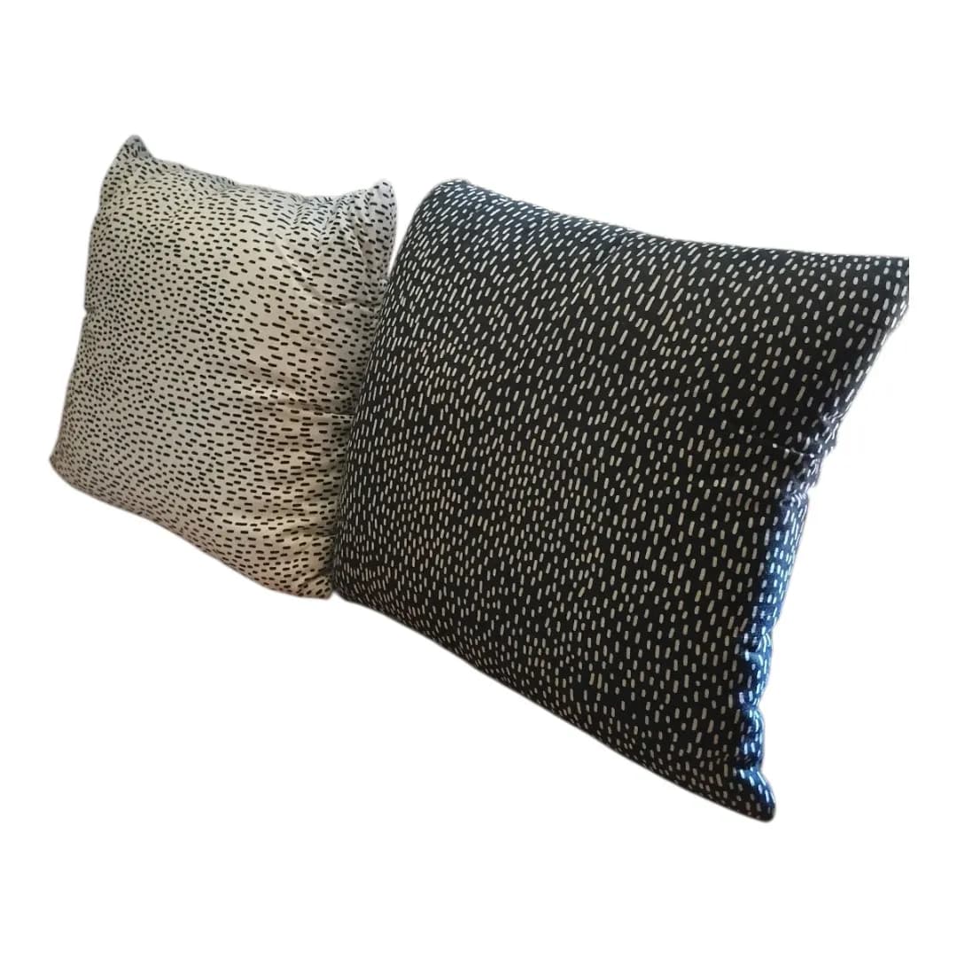 Modern Black & White Speckled Dash Scatter Cushions - Pair