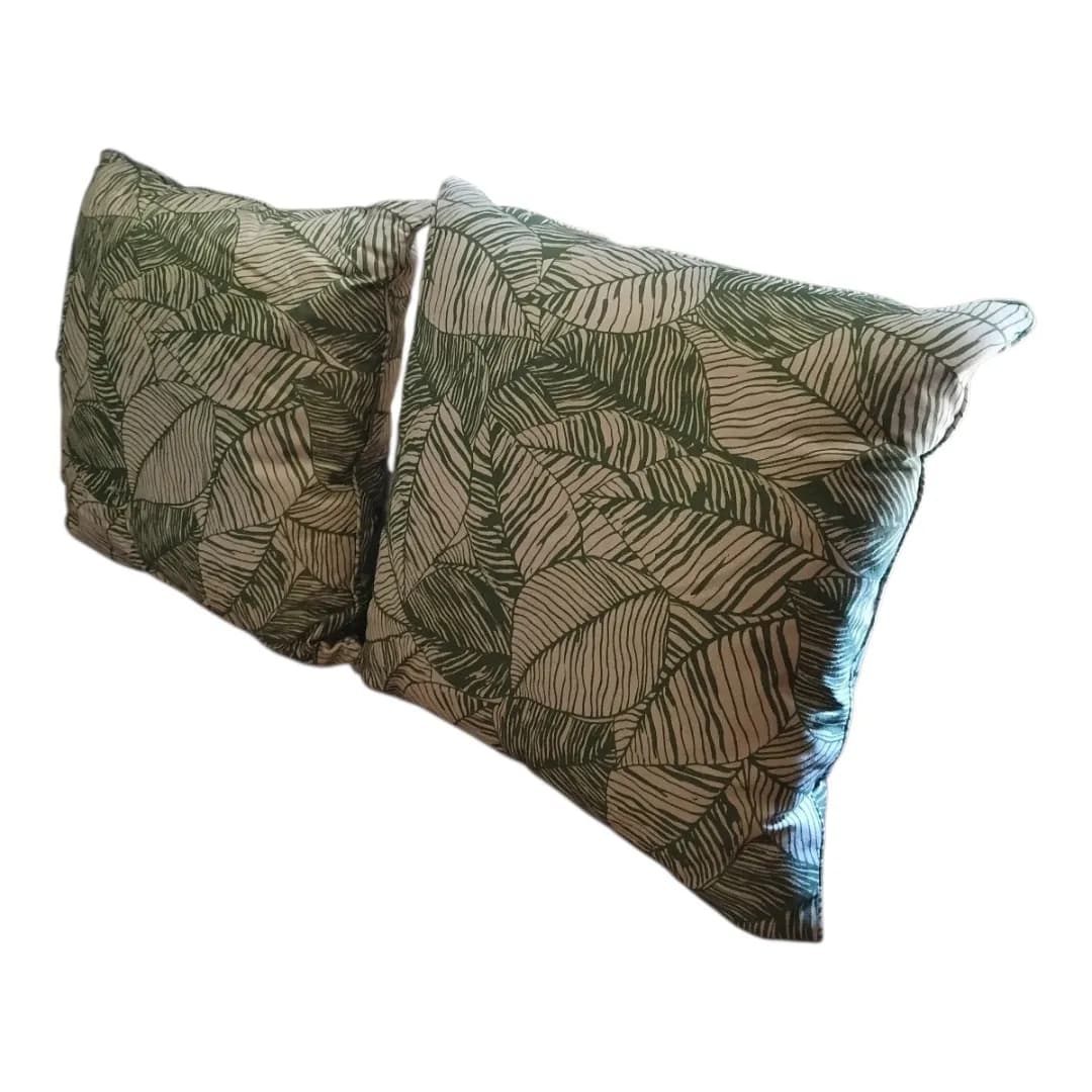 Green Tropical Palm Leaf Scatter Cushions - Pair