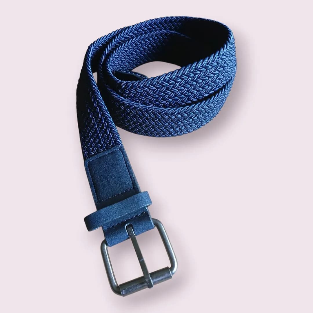 Men's Navy Blue Stretch Braided Woven Belt