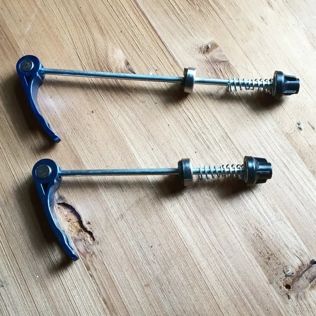 Blue Anodized Aluminum Bicycle Quick Release Skewer Set (Front & Rear)