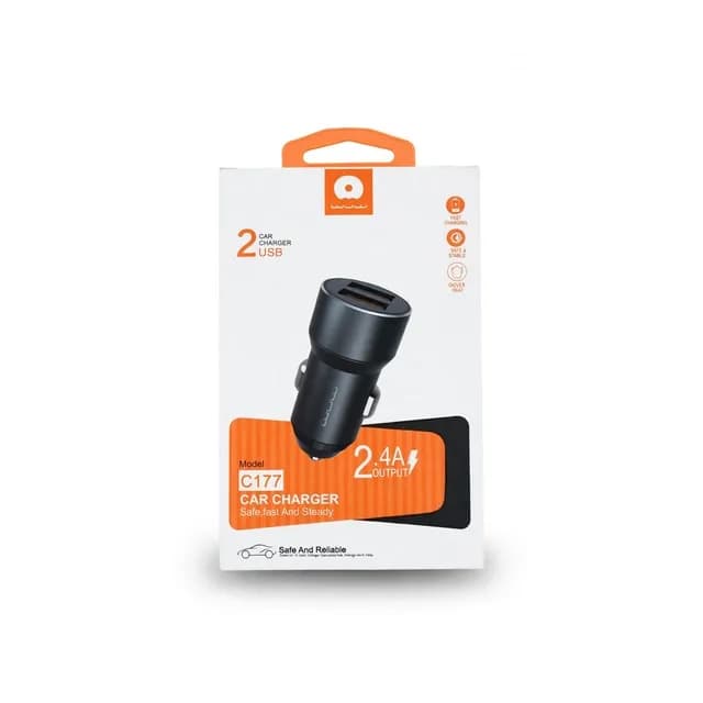 WUW C177 Dual USB Fast Car Charger 2.4A - Metal Body